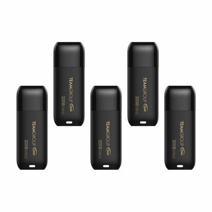 Picture of TEAMGROUP C175 32GB 5 Pack USB 3.2 Gen 1 (USB 3.1/3.0) Flash Thumb Drive, External Data Storage Memory Stick Compatible with Computer/Laptop Matte Black TC175332GB21