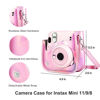 Picture of CAIYOULE Protective Case for Fujifilm Instax Mini 12/11/9/8 Camera Waterproof PVC Bag with Adjustable Shoulder Strap and Mini Photo Storage Pocket (Transparent Pink)