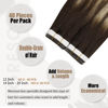 Picture of Moresoo Tape in Hair Extensions Human Hair Ombre 24 Inch Tape in Balayage Hair Extensions 40pcs Remy Hair Extensions Tape in #2/27/613 Brown to Caramel Blonde with Blonde Tape in Natural Hair 100g