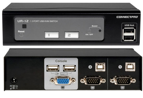 Picture of ConnectPRO UR-12-KIT , 2-port USB 2.0 KVM Switch with Cables