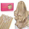 Picture of WENNALIFE Seamless Clip In Hair Extensions, 20 Inch 150g 7pcs Dirty Blonde Highlighted Bleach Blonde Hair Extensions Clip in Human Hair Invisible PU Skin Weft Natural Remy Human Hair Extensions