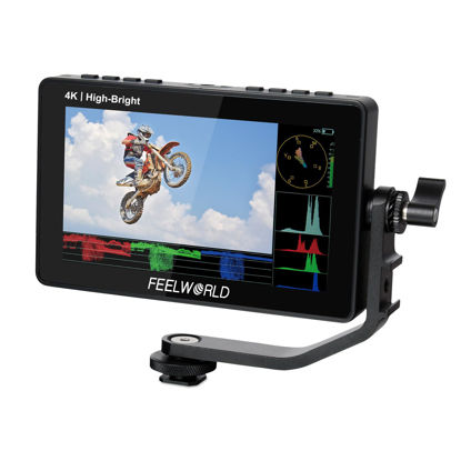 Picture of FEELWORLD F5 Prox 5.5 Inch 1600nit Hight Bright DSLR Camera Field Monitor Touchscreen Waveform 3D LUT F970 External Kit Install for Power Wireless Transmission 1920x1080 4K HDMI in Out Type-c Input