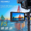 Picture of FEELWORLD F5 5 Inch DSLR On Camera Field Monitor Small Full HD 1920x1080 IPS Video Peaking Focus Assist with 4K HDMI 8.4V DC Input Output Include Tilt Arm