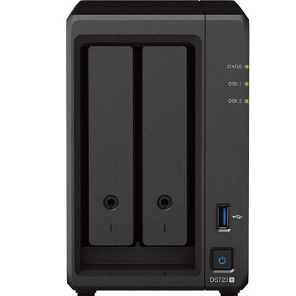 Picture of Synology DiskStation DS723+ NAS Server with Ryzen 2.6GHz CPU, 32GB Memory, 8TB SSD Storage, 1TB M.2 NVMe SSD, 2 x 1GbE LAN Ports, DSM Operating System
