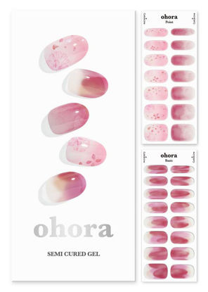 Picture of ohora Semi Cured Gel Nail Strips (N Tinted) - Works with Any Nail Lamps, Salon-Quality, Long Lasting, Easy to Apply & Remove - Includes 2 Prep Pads, Nail File & Wooden Stick - Pink