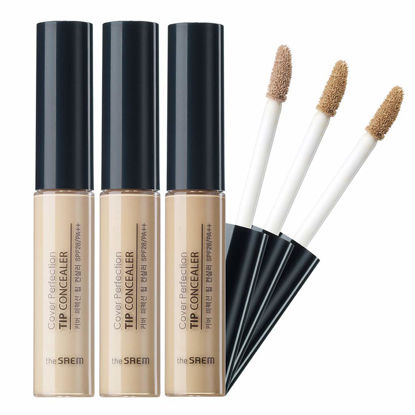 Picture of THE SAEM Cover Perfection Tip Concealer 3 Color Set, Liquid Multi-Use Concealer, Full Coverage Makeup for Acne Dark Spots Dark Circles Hyperpigmentation and Blemishes, 0.2 fl.oz. (#1, 1.5, 2)