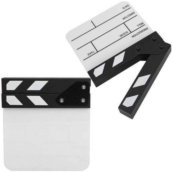 Picture of Clapper Board, Mini Scene Clap Board Acrylic Waterproof TV Movie Action Board with White Pin for Shoot Props/Advertising/Home Decoration(Black and White whiteboard PAV1BWE3S, Blue)