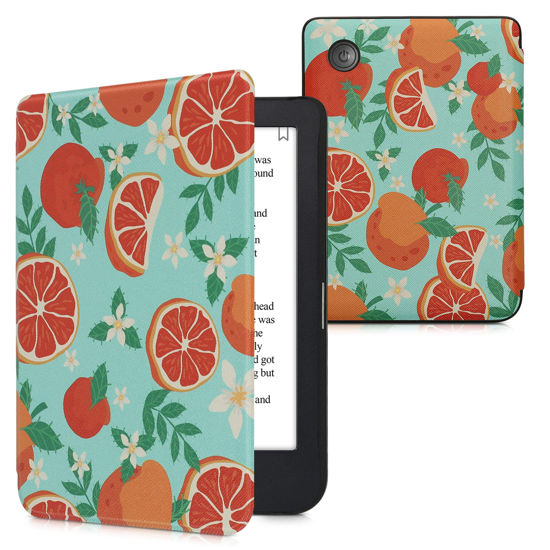 Picture of kwmobile Case Compatible with Kobo Clara 2E / Tolino Shine 4 Case - eReader Cover - Orange Fruits Orange/Blue/White