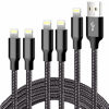 Picture of cugunu iPhone Charger, 5 Pack 3/3/6/6/10FT Apple MFi Certified USB Lightning Cable Nylon Braided Fast Charging Cord Compatible for iPhone 14/13/12/11/X/Max/8/7/6/5/SE/Plus/iPad - Black