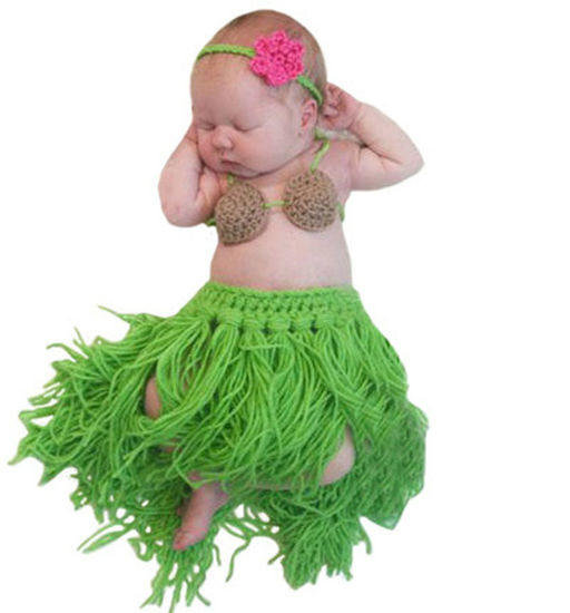 Picture of M&G House Newborn Photography Props Baby Handmade Crochet Knitted Outfits (Hawaii Hula Skirt Outfit)