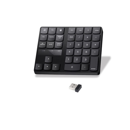 Picture of WREWING Numeric Keypad Wireless, 35-Keys Portable Mini 2.4GHz Rechargeable Ultra-Silent External Numeric Pad, for MacBook MacBook Pro Air and Windows Laptop (Black)