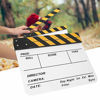 Picture of Hopcd Film Clapperboard, Acrylic Plastic 30x25CM/11.8x9.8 Director's Clap Board for Role Playing/Editing/Camera Photography(Yellow Striped White Board)