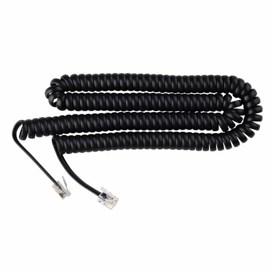 Picture of Phone Cord for Landline Phone - Problem-Free, Telephone Handset Curly Land Line Cord - Easy to Use + Excellent Sound Quality - Phone Cords for Landline in Home or Office (15ft Long) Color: Black