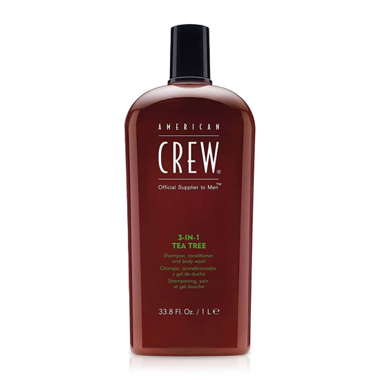 Picture of American Crew Shampoo, Conditioner & Body Wash for Men, 3-in-1, Tea Tree Scent, 33.8 Fl Oz