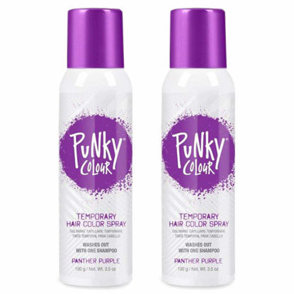 Picture of Punky Temporary Hair Color Spray, Panther Purple, Non-Sticky, Non-Damaging Hair Dye Instant Vivid Hair Color, 3.5 oz, 2-Pack