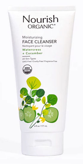 Picture of Nourish Organic Moisturizing Face Cleanser with Aloe Vera/Watercress/Cucumber (Natural Source of Vitamin C), Face Wash for Women, Organic Face Wash for Sensitive Skin, 6 Fl Oz