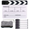 Picture of Rustark Movie Film Clap Board, Acrylic Black & White Hollywood Clapper Board Wooden Film Movie Clapboard, Photography Studio Video TV Cut Action Scene Clapper Board with 5 Pcs Erasable Pen