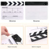 Picture of Rustark Movie Film Clap Board, Acrylic Black & White Hollywood Clapper Board Wooden Film Movie Clapboard, Photography Studio Video TV Cut Action Scene Clapper Board with 5 Pcs Erasable Pen