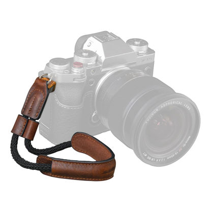 Picture of SMALLRIG Camera Wrist Strap, Vintage Leather Camera Hand Strap for DSLR SLR Mirrorless, Adjustable Safety Strap for Fujifilm X-T5 X-T4 X-T3 X-T30 X-E4 X100V and Other Compact Cameras, Brown - 3926