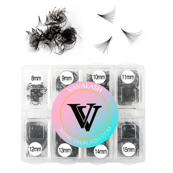 Picture of VAVALASH 600 Fans Premade Fans Eyelash Extensions 5D 6D 7D 8D 10D 12D 14D 16D 24D Premade Lash Fans 8-15mm Mixed Length Promade Loose Fans Thin Base Premade Volume Lash Extension(12D-0.05-D-8-15mm)