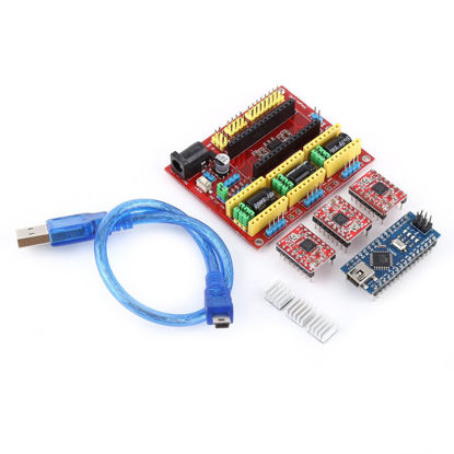Picture of 3D Printer Engraving Expansion Board Kit Controller CNC Shield V4+Nano 3.0 Board+A4988 Driver with USB Cable for Arduino