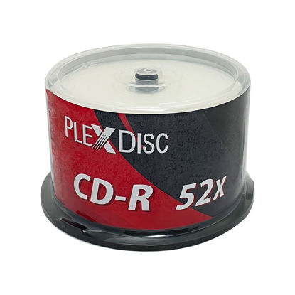 Picture of PlexDisc TY Series Blue CD-R 52X 700MB White Inkjet Hub Printable Recordable Media - 50pk Cake Box 66N-214-Y-BX, 50 Discs