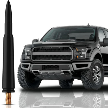 Picture of Bullet Antenna for Ford F-150 XL XLT 2009-2023 - Highly Durable Premium Truck Antenna 5.45 Inch - Car Wash-Proof Radio Antenna for FM AM - Black, 50 Caliber Design - Ford F150 Accessories