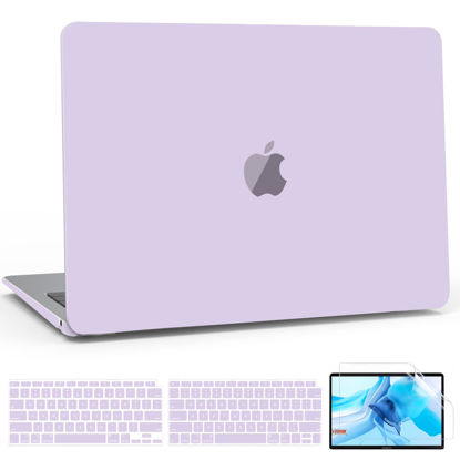 Picture of B BELK Compatible with MacBook Air 13 inch Case M1, MacBook Air Case 2021 2020 2019 2018 A2337 A2179 A1932 Touch ID, Plastic Laptop Hard Shell + 2 Keyboard Covers + Screen Protector, Lavender Purple