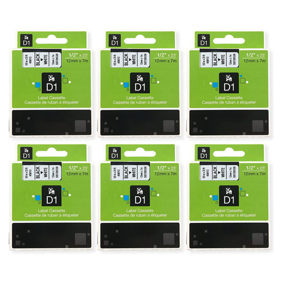 Picture of 6-Pack Dymo D1 Label Tape Compatible for DYMO 45013 LabelManager 160 280 210D 360D 420P Wireless PnP 220P 260P 450D 500TS 450DUO Label Maker1