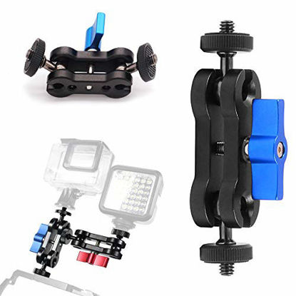 Picture of Mini Magic Arm & Metal Articulating Arm with Double Ballhead, Universal Bracket Monitor Mount Bracket for SLR Camera, Small Monitors, Led Light (Two 1/4" Screw Adapters)