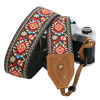 Picture of Retro Red Flower Camera Strap - 2" Wide Jacquard Embroidery Cotton Camera Straps with Crazy Horse Leather Ends for ALL Digital/DSLR Cameras,Shoulder Neck Strap for Best Gifts for Photographers