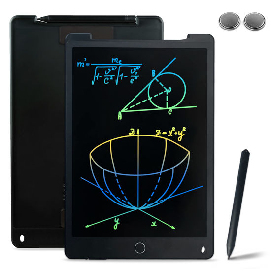 Picture of JONZOO 12 inch LCD Writing Tablet with Lock and Magnets, Writing Board Kids Drawing Tablet Doodle Board for Kids 3 Year +, LCD Writing Tablet for Adults (Black&Color Pen)