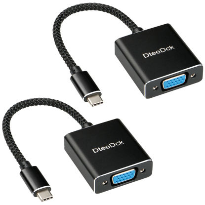 Picture of DteeDck USB C to VGA Adapter 2 Pack, USBC (Thunderbolt 3 & 4 Compatible) to VGA, USB Type-C to VGA Cable Braided for MacBook/Pro/Air iPad Pro iMac Samsung S20/S10/S9/S8 Surface Book and More