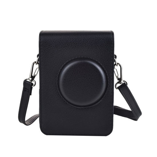 Picture of MUZIRI KINOKOO Instax Mini EVO Case - Compatible for Fujifilm Fuji Instax Mini EVO/Polaroid Mini EVO Instant Camera - with Adjustable Shoulder Strap - in Black Lychee Texture Vertical Style