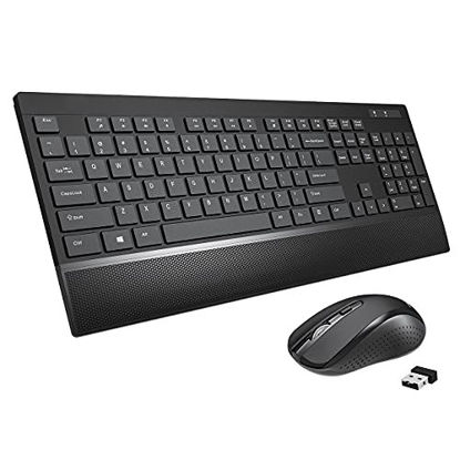 Picture of Wireless Mouse and Keyboard Combo, 2.4GHz USB Full-Sized Wireless Keyboard and Mouse Combo with Palm Rest, Ergomomic Keyboard and 3 Level Adjustable DPI Mouse, for PC, Laptop, Windows