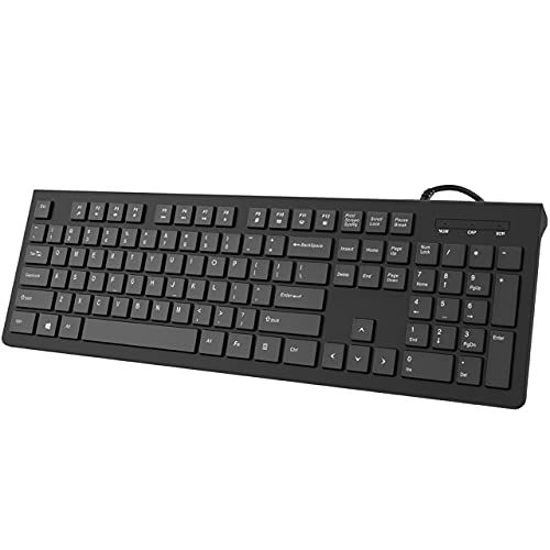 Picture of Wired Keyboard Ultra-Thin, Computer Keyboard USB Keyboard with Foldable Stand, PC Keyboard for Windows 7/8/10/Vista, Mac/Laptop/Desktop-Black