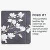 Picture of kwmobile Origami Case Compatible with Kobo Sage - Case Slim Premium PU Leather Cover with Stand - Magnolias Taupe/White/Dark Grey