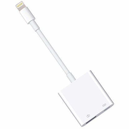 Picture of Lightning to USB Camera Adapter with Charging Port, Lightning Female USB OTG Cable Adapter for Select iPhone,iPad Models Support Connect Camera, Card Reader, USB Flash Drive, MIDI Keyboard, ?White?