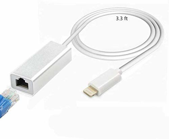 Picture of LAOSIJI RJ45 Ethernet LAN Wired Network Adapter for Phone Pad,Ethernet Adapter for i Devices, 3.3ft/1m Cable, 10/100Mbps,Plug and Play (Silver)