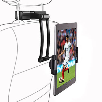 Picture of Car Headrest Mount, Summy Adjustable Car Tablet Holder Compatible with iPad Air Pro/Kindle Fire HD/Nintendo Switch/iPhone Car Phone Headrest Mount 5 in-14 in, Headrest Posts Width 5.1 in-6.3 in