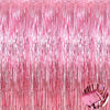 Picture of 4 Pack Pink Foil Fringe Curtain Backdrop, 3.3Ft x 9.8Ft Metallic Tinsel Foil Fringe Streamers Curtains for Photo Booth, Wedding, Bachelorette, Birthday, Valentine's Day, Carnival Party Decoration