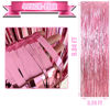 Picture of 4 Pack Pink Foil Fringe Curtain Backdrop, 3.3Ft x 9.8Ft Metallic Tinsel Foil Fringe Streamers Curtains for Photo Booth, Wedding, Bachelorette, Birthday, Valentine's Day, Carnival Party Decoration