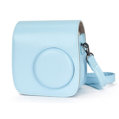 Picture of Phetium Protective Case Compatible with Instax Mini 7+ 7s 7c Instant Film Camera / Polaroid PIC-300, Premium Vegan Leather Bag Cover with Removable Strap(Sky Blue)