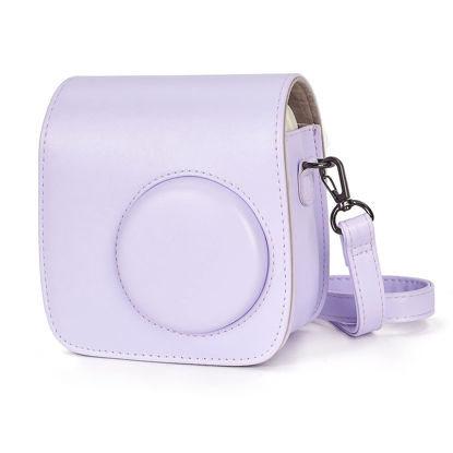 Picture of Phetium Protective Case Compatible with Instax Mini 7+ 7s 7c Instant Film Camera / Polaroid PIC-300, Premium Vegan Leather Bag Cover with Removable Strap (Purple)