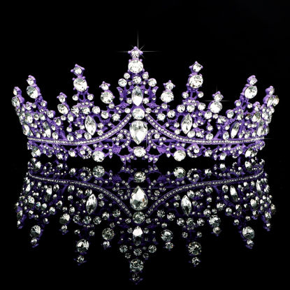 Picture of TOBATOBA Tiaras for Women, Dark Purple Tiara Crowns for Women, Wedding Tiara for Bride Queen Crown, Royal Princess Quinceanera Headpieces for Birthday Prom Pageant Halloween Cosplay Accessories