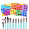 Picture of UCANBE 54 Colors Splashy Candies Eyeshadow Palette + 15pcs Makeup Brush Set, Highly Pigment Matte Metallic Shimmer Glitter Eye Shadow Bright Color Long Lasting Waterproof Easy Blending Make Up Pallet