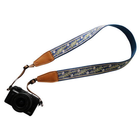 Picture of UNIKSTRAP Original Design Personalized Adjustable Camera Strap Vintage Blue "Jasmine" , Fit for Canon Nikon Sony Olympus Interchangeable Lens Digital Camera / DSLR etc.