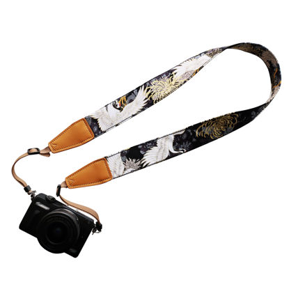 Picture of UNIKSTRAP Original Design Personalized Adjustable Camera Strap Chrysanthemum & Crane in Black, Fit for Canon Nikon Sony Olympus Interchangeable Lens Digital Camera / DSLR etc, free size