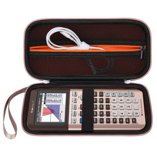 Picture of Elonbo Carrying Case for Texas Instruments TI-84 Plus CE/TI-83 Plus CE Color Graphing Calculator, Extra Zipped Pocket Fits Charger, Manual and Other Accessories, Rose Gold