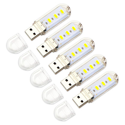 Picture of V TELESKY USB LED Light - Night Lights Plug in，High Brightness Small Portable lamp USB Shape with 3 Light Beads for Power Brick，Hiking, Camping，Desktop, Keyboard（5 Pcs，Yellow）